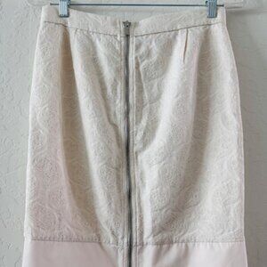 BCBG MaxAzria Jaden Textured Pencil Skirt Ivory Size 4